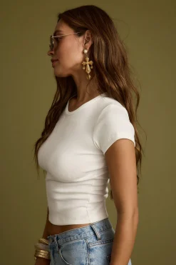 Best Abby White Ribbed Crew Neck Tee Tees + Tanks|The White Edit