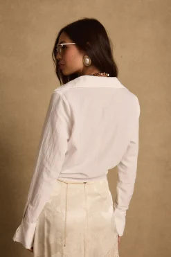 Clearance Adriana White Tie Front Top Date Night Tops|Going Out Tops
