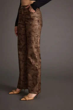 Hot After Hours Coated Leopard Pants Going Out Bottoms|Pants