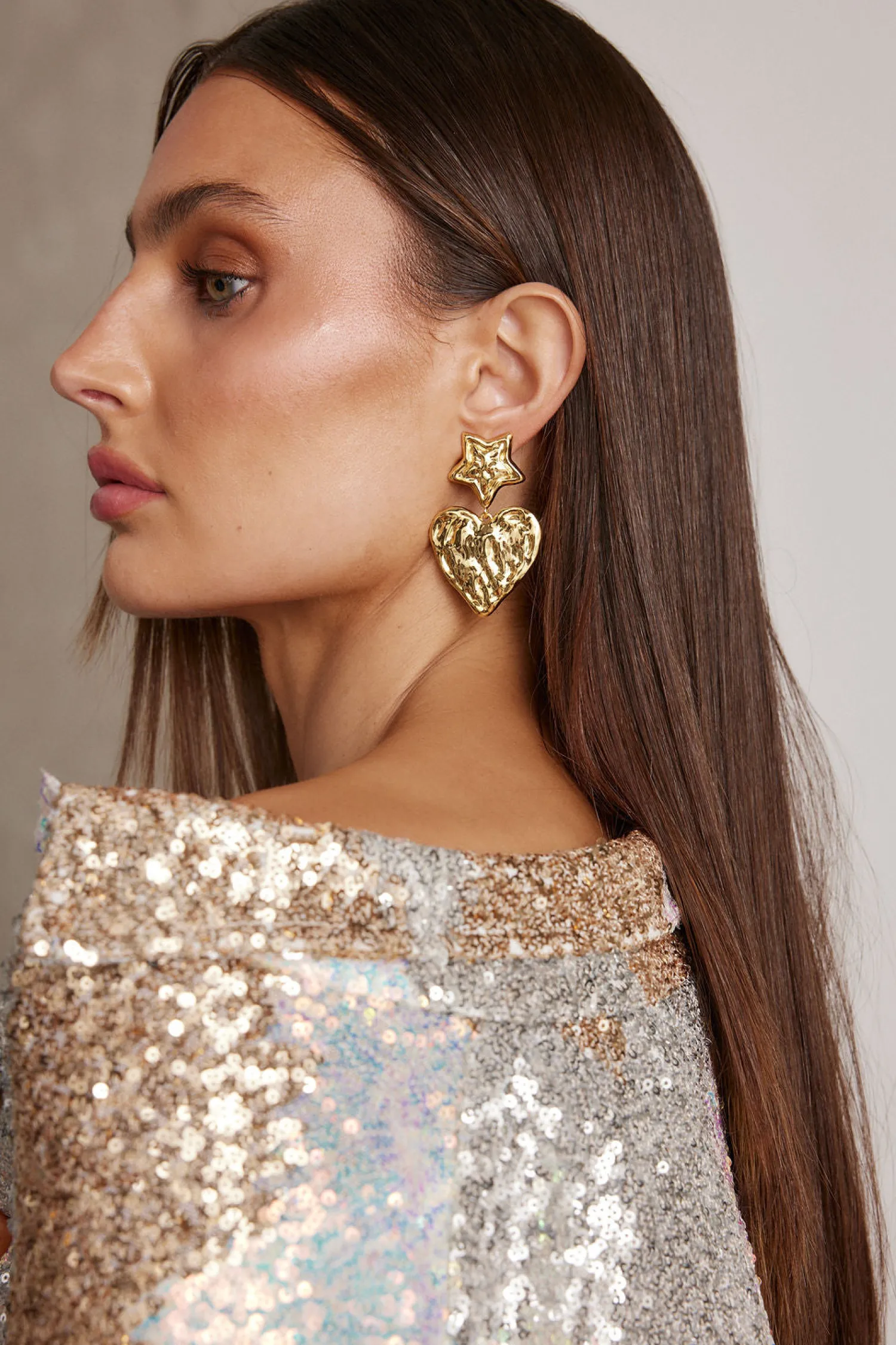 Sale Aiko Gold Heart Earrings Jewelry|Bridal Accessories