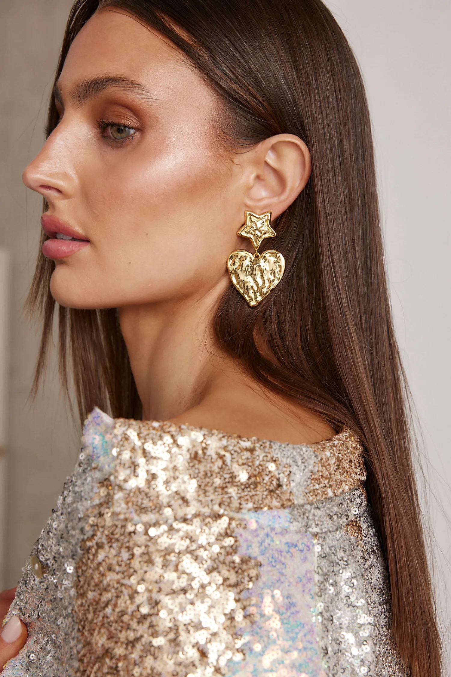 Sale Aiko Gold Heart Earrings Jewelry|Bridal Accessories