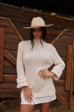 Online Allison White Long Sleeve Knit Mini Dress Long Sleeves|Day Dresses