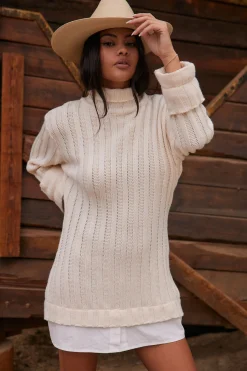 Online Allison White Long Sleeve Knit Mini Dress Long Sleeves|Day Dresses
