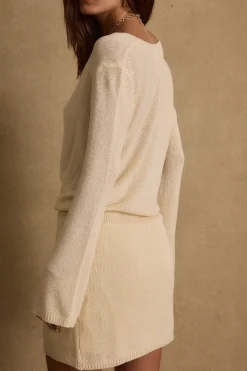 Sale Alma Cream Knit Mini Dress The White Edit|Honeymoon