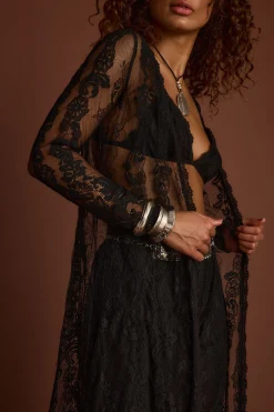 New Ambrose Black Lace Kimono Sets|Sets