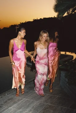 Sale Amora Pink Floral Mesh Maxi Dress Date Night Dresses|Party Dresses