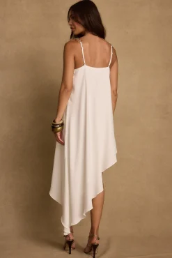 Online Ashlyn White Asymmetrical Midi Dress The White Edit|Golden Hour Bachelorette