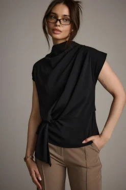 New Atwood Black Twist Front Blouse Workwear Tops|Tees + Tanks