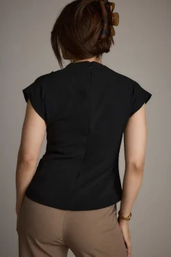 New Atwood Black Twist Front Blouse Workwear Tops|Tees + Tanks