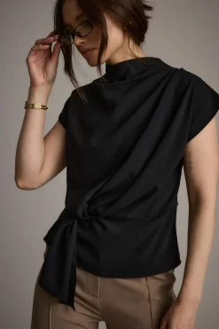 New Atwood Black Twist Front Blouse Workwear Tops|Tees + Tanks