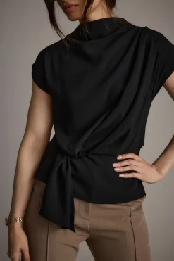 New Atwood Black Twist Front Blouse Workwear Tops|Tees + Tanks
