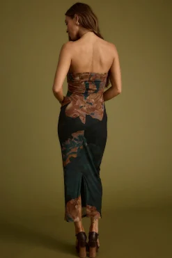 Fashion Avani Emerald Floral Strapless Maxi Dress Date Night Dresses|Party Dresses