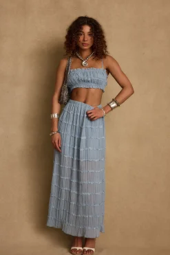 New Azure Baby Blue Crop Top Going Out Tops|Sets