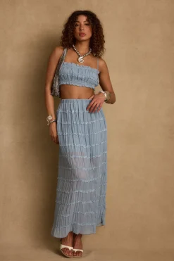 New Azure Baby Blue Crop Top Going Out Tops|Sets