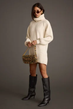 Best Beau Cream Turtleneck Sweater Mini Dress Sweaters + Cardis|Mini Dresses