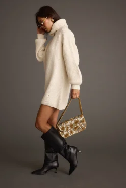 Best Beau Cream Turtleneck Sweater Mini Dress Sweaters + Cardis|Mini Dresses