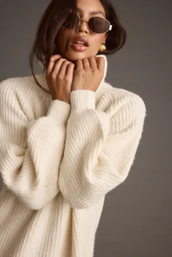 Best Beau Cream Turtleneck Sweater Mini Dress Sweaters + Cardis|Mini Dresses