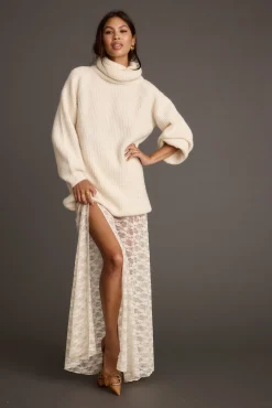 Best Beau Cream Turtleneck Sweater Mini Dress Sweaters + Cardis|Mini Dresses