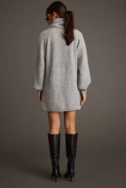 Sale Beau Heather Grey Turtleneck Sweater Mini Dress Sweaters + Cardis|Mini Dresses