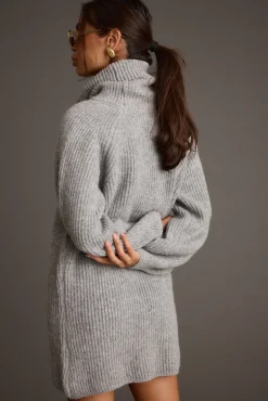 Sale Beau Heather Grey Turtleneck Sweater Mini Dress Sweaters + Cardis|Mini Dresses