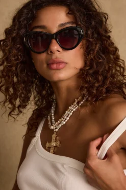 New Bienvenue Black Bold Sunglasses Seashells + Wedding Bells|Sunnies Shop