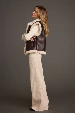 Best Bighorn Oversized Sherpa Vegan Leather Vest Outerwear|Jackets