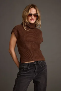 New Boulder Brown Turtleneck Sweater Vest Sweaters + Cardis|Tees + Tanks