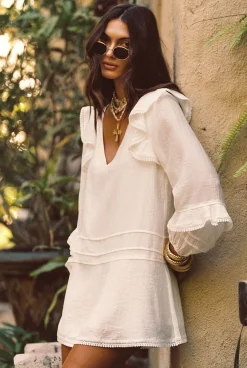 Online Bound White Long Sleeve Micro Tunic Dress The White Edit|Seashells + Wedding Bells