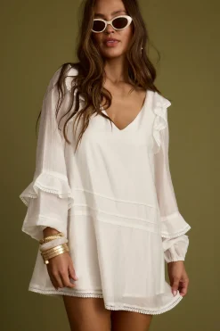 Online Bound White Long Sleeve Micro Tunic Dress The White Edit|Seashells + Wedding Bells