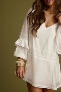Online Bound White Long Sleeve Micro Tunic Dress The White Edit|Seashells + Wedding Bells