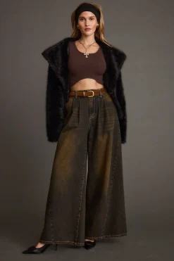 Sale Brielle Black Faux Fur Cropped Jacket Outerwear|Jackets