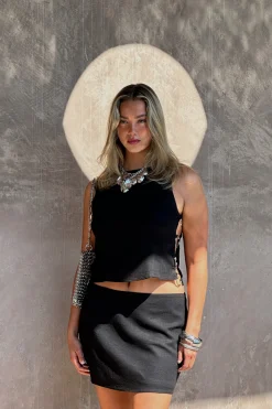 Hot Brooke Black Linen Top Date Night Tops|Going Out Tops