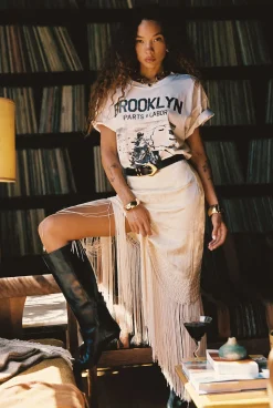 Clearance Brooklyn White Graphic Boyfriend Tee Tees + Tanks|Festival Tops