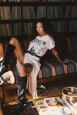 Clearance Brooklyn White Graphic Boyfriend Tee Tees + Tanks|Festival Tops