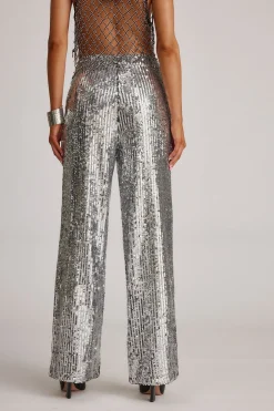 New California Dreaming Silver Sequin Trousers Going Out Bottoms|Pants