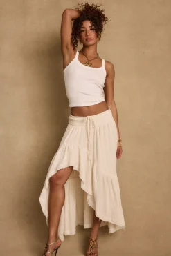 Discount Calista Ivory High Low Maxi Skirt Date Night Bottoms|Skirts