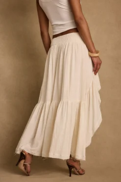 Discount Calista Ivory High Low Maxi Skirt Date Night Bottoms|Skirts