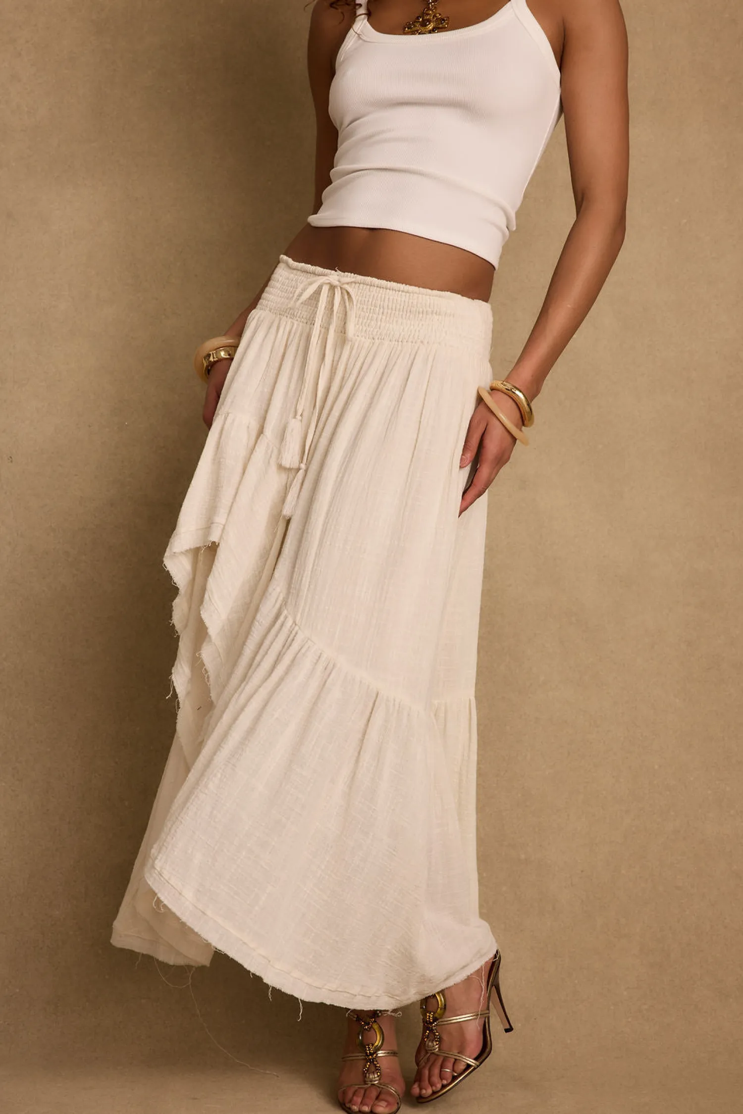 Discount Calista Ivory High Low Maxi Skirt Date Night Bottoms|Skirts