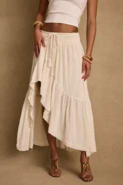 Discount Calista Ivory High Low Maxi Skirt Date Night Bottoms|Skirts
