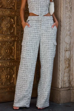 Hot Camille Tweed Belted Trousers Work Wear Bottoms|Pants