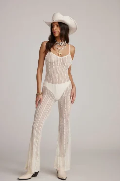 Sale Cammie White Lace Sheer Jumpsuit Western Bachelorette|Festival Restocked