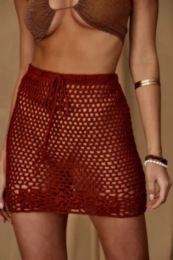 New Carried Away Rust Crochet Skirt Skirts|For You And Your Bestie