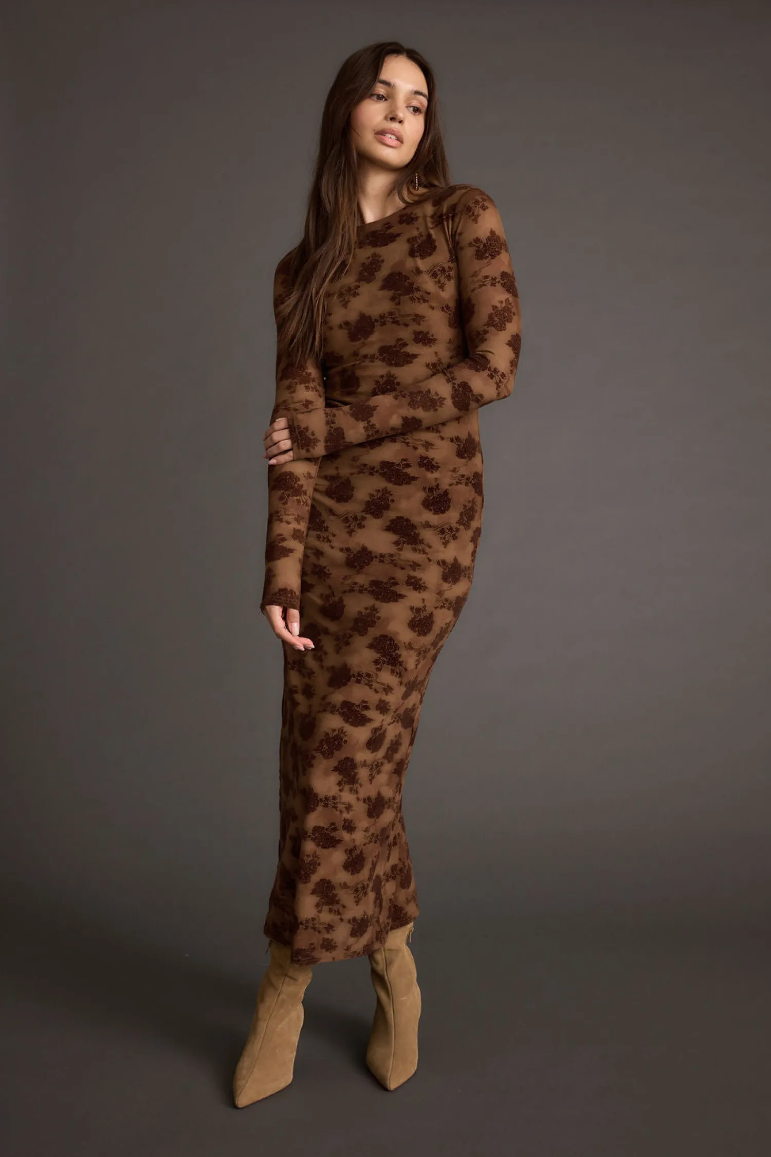 Outlet Casanova Brown Floral Maxi Dress For You And Your Bestie|Date Night Dresses