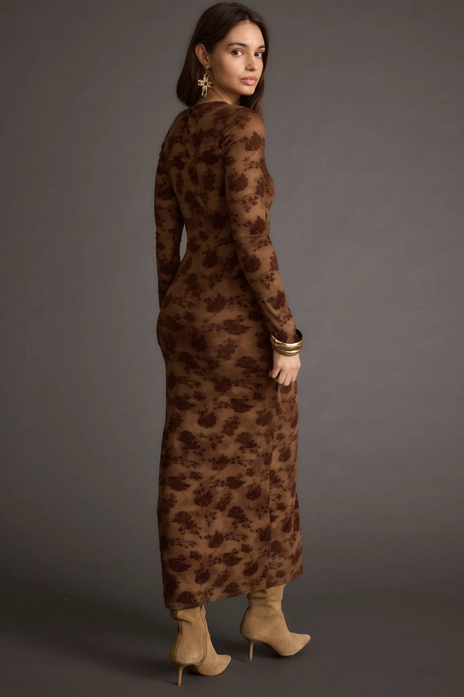 Outlet Casanova Brown Floral Maxi Dress For You And Your Bestie|Date Night Dresses
