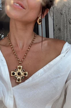 Sale Catania Gold Cross Necklace Jewelry