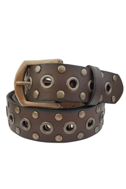 Hot Cedar Brown Embellished Genuine Leather Belt Belts|Festival Shoes + Accessories
