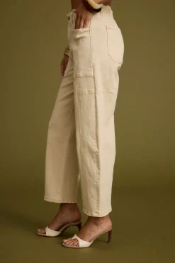 New Chandler Beige Barrel Jeans Pants|The White Edit