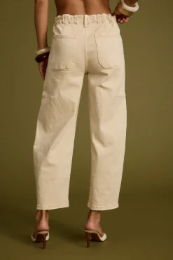 New Chandler Beige Barrel Jeans Pants|The White Edit