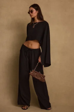 Online Clear Breeze Black Linen Pants Pants|Sets