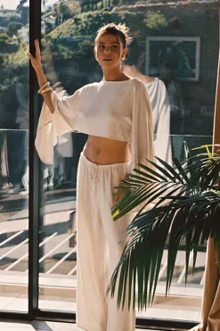 Clearance Clear Breeze Natural Linen Pants Pants|Sets